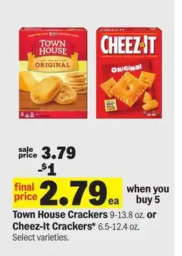 Meijer Town House Crackers 9-13.8 oz. or Cheez-It Crackers* 6.5-12.4 oz offer