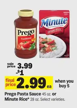 Meijer Prego Pasta Sauce 45 oz. or Minute Rice* 28 oz offer