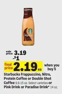 Meijer Starbucks Frappuccino, Nitro, Protein Coffee or Double Shot Coffee | Pink Drink or Paradise Drink offer