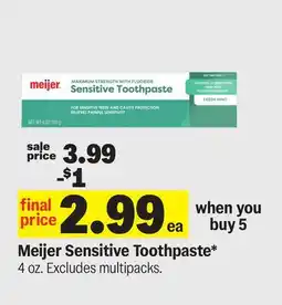Meijer Meijer Sensitive Toothpaste offer