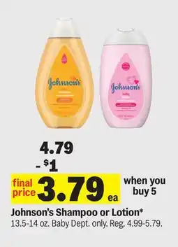 Meijer Johnson's Shampoo or Lotion offer