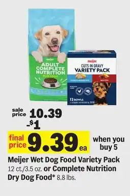 Meijer Meijer Wet Dog Food Variety Pack 12 ct./3.5 oz. or Complete Nutrition Dry Dog Food* 8.8 lbs offer