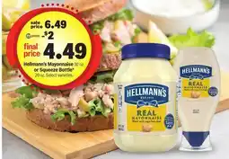 Meijer Hellmann's Mayonnaise 30 oz. or Squeeze Bottle* 20 oz offer