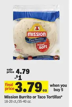 Meijer Mission Burrito or Taco Tortillas offer