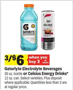 Meijer Gatorlyte Electrolyte Beverages 20 oz. bottle or Celsius Energy Drinks* 12 oz. can offer