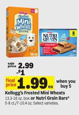 Meijer Kellogg's Frosted Mini Wheats 13.3-16 oz. box or Nutri Grain Bars* 5-8 ct./7-10.4 oz offer