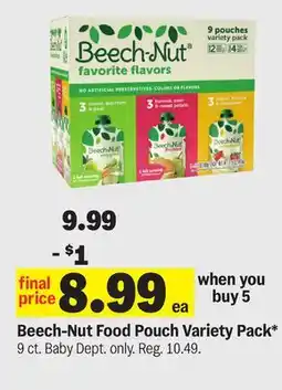 Meijer Beech-Nut Food Pouch Variety Pack offer