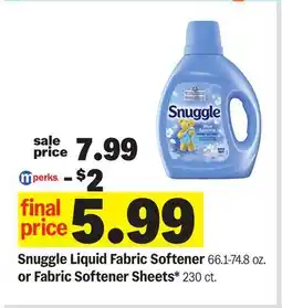 Meijer Snuggle Liquid Fabric Softener 66.1-74.8 oz. or Fabric Softener Sheets* 230 ct offer