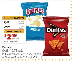 Family Fresh Market Doritos Ruffles Potato Chips or Tostitos Tortilla Chips offer