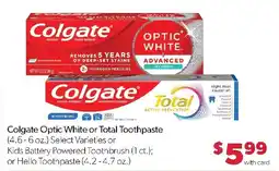 Family Fresh Market Colgate Optic White or Total Toothpaste offer