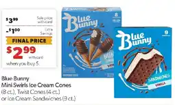 Family Fresh Market Blue Bunny Mini Swirls Ice Cream Cones or Ice Cream Sandwiches offer