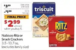 Family Fresh Market Nabisco Ritz or Snack Crackers offer