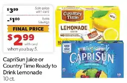 Family Fresh Market CapriSun Juice or Country Time Ready to Drink Lemonade offer