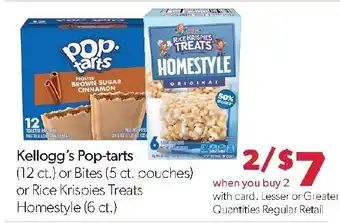 Family Fresh Market Kellogg's Pop-tarts or Rice Krispies Treats Homestyle offer