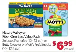 Family Fresh Market Nature Valley or Fiber One Bars Value Pack offer