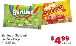 Family Fresh Market Skittles or Starburst Fun Size Bags offer