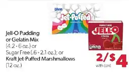 Family Fresh Market Jell-O Pudding or Gelatin Mix or Sugar Free or Kraft Jet-Puffed Marshmallows offer