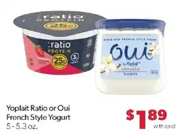 Family Fresh Market Yoplait Ratio or Oui French Style Yogurt offer