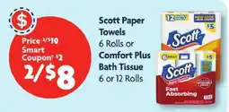 Family Dollar Scott Paper Towels or Comfort Plus Bath Tissue offer
