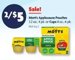 Family Dollar Mott's Applesauce Pouches or Cups offer