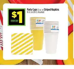Dollar General Party Cups or Striped Napkins offer