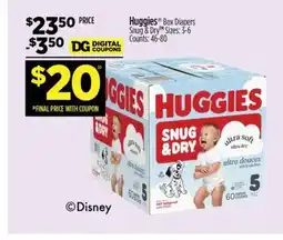 Dollar General Huggies Box Diapers offer