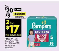 Dollar General Pampers Jumbo Diapers Cruisers 360° offer
