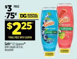 Dollar General Gain EZ-Squeeze Dish Liquid 24.3 oz. Assorted offer