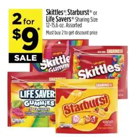 Dollar General Skittles, Starburst or Life Savers Sharing Size offer