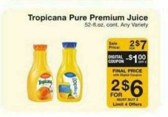 Fairway Store Market Tropicana Pure Premium Juice offer
