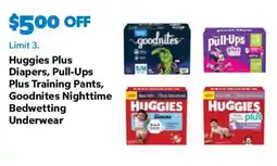 Sam's Club Huggies Plus Diapers, Pull-Ups Plus Training Pants, Goodnites Nighttime Bedwetting Underwear offer