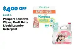 Sam's Club Pampers Sensitive Wipes, Dreft Baby Liquid Laundry Detergent offer