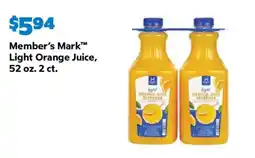 Sam's Club Member's Mark light orange juice beverage offer