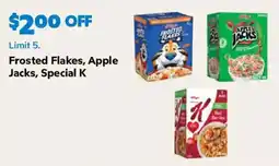 Sam's Club Frosted Flakes, Apple Jacks, Special K offer