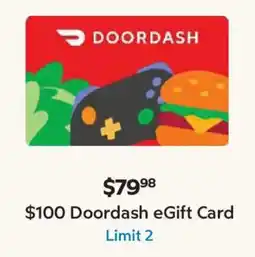 Sam's Club Doordash $100 eGift Card offer