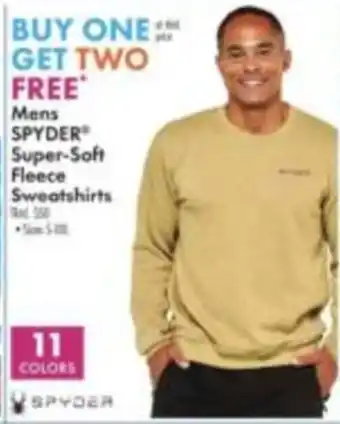 Boscov's Mens Spyder Super-Soft Fleece Sweatshirts offer
