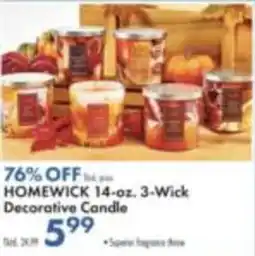 Boscov's Homewick decorative candle offer