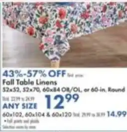 Boscov's Fall Table Linens offer
