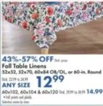 Boscov's Fall Table Linens offer