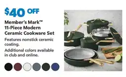 Sam's Club Member's Mark 11-Piece Modern Ceramic Cookware Set offer