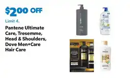 Sam's Club Pantene Ultimate Care, Tresemme, Head & Shoulders, Dove Men+Care Hair Care offer