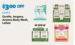 Sam's Club CeraVe, Jergens, Aveeno Body Wash, Lotion offer