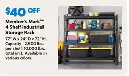 Sam's Club Member's Mark 4 Shelf Industrial Storage Rack offer