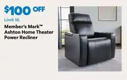 Sam's Club Member's Mark Ashton Home Theater Power Recliner offer