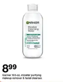 Target Garnier micellar purifying makeup remover & facial cleanser offer