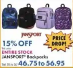Boscov's Jansport Backpacks offer