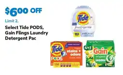 Sam's Club Select Tide Pods, Gain Flings Laundry Detergent Pac offer