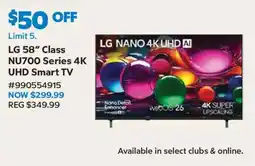 Sam's Club Lg nano 4k uhd ai 58" class nu700 series 4k uhd smart tv offer