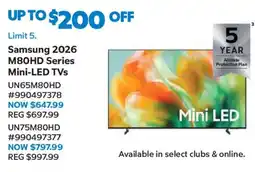 Sam's Club Samsung 2026 M80HD Series Mini-LED TVs offer