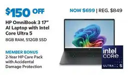 Sam's Club Hp omnibook 3 17" ai laptop with intel core ultra 5 offer